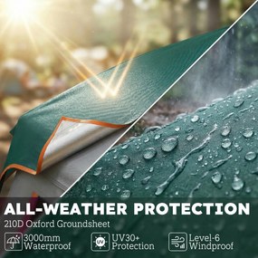 Outsunny Namiot kempingowy dla 4-6 osób stabilny 3000 mm wodoodporności rodzinny namiot z zdejmowanym dachem, ochroną UV30+, zielony | Aosom PL