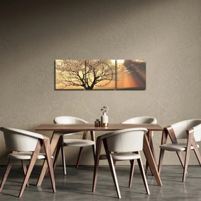 Obraz drzewa na łące (z zegarem) (90x30 cm)