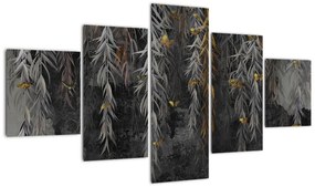 Obraz - Gałązki wierzby na czarnym tle (125x70 cm)