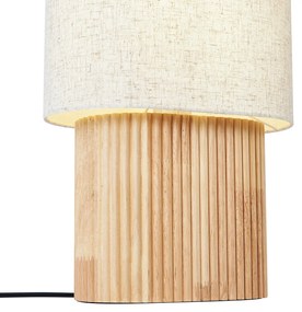 Lampa podłogowa Japandi drewniana z lnianym abażurem 70 cm - LamelJapandi Oswietlenie wewnetrzne
