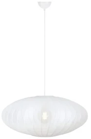 Biała lampa wisząca z tekstylnym kloszem ø 75 cm Florence – Markslöjd
