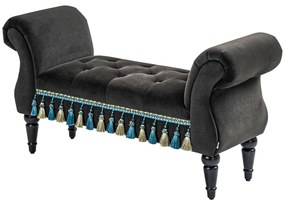 HOMCOM Ławka Tapicerowana, Ławka, Vintage Design, do 150 kg, 117x40x58 cm, Ciemnoszary