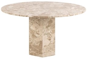 Jasnobrązowy marmurowy okrągły stół ø 130 cm Naxos – Actona