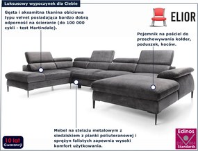 Szary duży narożnik z funkcją spania L8-R08