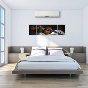 Obraz - Róże i skrzypce (170x50 cm)