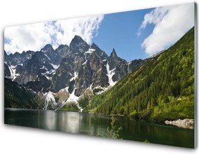 Panel Szklany do Kuchni Alpejskie Jezioro W Głębi Lasu