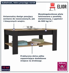 Nowoczesny stolik kawowy z półką dąb artisan + czarny R9-N51