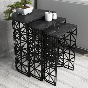 Stół składany Stil Black Marble, 3 szt.