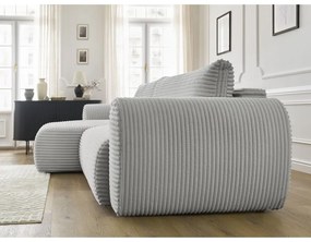 Jasnoszary sztruksowy rozkładany narożnik (lewostronny) Lucien – Bobochic Paris