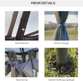 Elegancki Pawilon Outsunny z Ochroną UV i Moskitierą Jasnoszary 2,94 x 2,94m