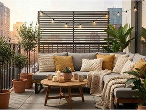 Szaro-naturalny parawan ogrodowy z metalu i drewna 153x185 cm − Hartman