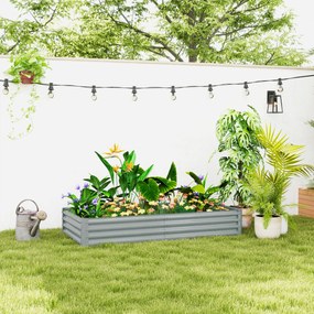 Outsunny Wysokie grządka ze stali, odporna na warunki pogodowe z krawędzią antypoślizgową