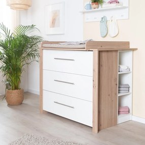 Białp-naturalna niska komoda dziecięca w dekorze dębu z przewijakiem 112x98 cm – Roba