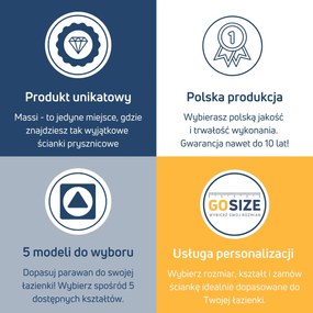 Ścianka prysznicowa WALK IN FIX artystyczna owalna transparentna 8 mm Arte Frozen Oval MASSI | Różne rozmiary : Kolor profili kabiny - czarny, Szerokość ścianki - 100 cm, Typ montażu - WALK in FIX (Do ściany)