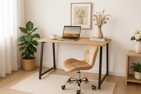 Zestaw do biura – składany stół ZARIMO 80×40 cm dąb sonoma + krzesło biurowe AVOLA VELVET jasnobrązowe