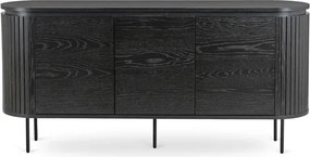 Komoda do Salonu BECK 160 cm Czarna Trzydrzwiowa Ryflowana Nowoczesna