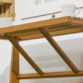 Ławka ogrodowa Outsunny, ławka parkowa 2 w 1, zestaw mebli ogrodowych dla 2 osób z drewna tekowego