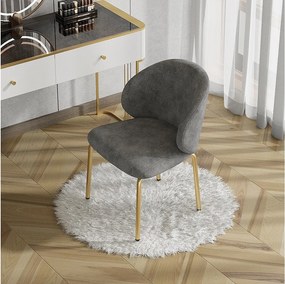 Krzesło do jadalni - 47,5 x 56 x 74 cm - krzesło do toaletki - nogi w kolorze złotym - szenil - szare