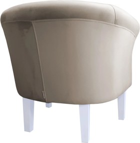 Fotel Milo tkanina Welur wygodny fotel tapicerowany do salonu i sypialni : Kolor nogi - Biała, Kolor tkaniny - VELVET - MG09, Wysokość nogi - 20 cm