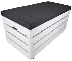 Pufa kufer skrzynia z kółkami drewniana sosnowa siedzisko 80cm malowana biała