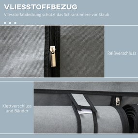 HOMCOM Szafa na Ubrania z Tkaniny 4 Półki Drążki Jasnoszara 118x49x170cm | Aosom PL