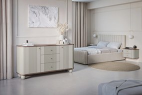 Zestaw szafek nocnych wiszących Vesper 56 cm - kaszmir / orzech / złote uchwyty