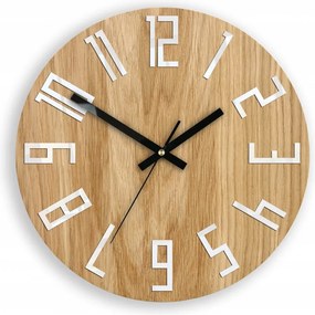 Zegar na ścianę nowoczesny drewniany z dużymi cyframi okrągły cichy loft