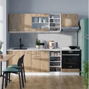 Zabudowa kuchenna dąb rzemieślniczy/biały 240x60x81.6 r-line