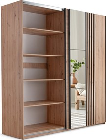 Szafa Przesuwna ATROX 203 cm z Lustrem Szafa Dwudrzwiowa Dąb artisan