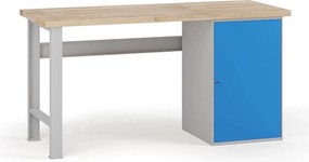 Stół warsztatowy G7, blat bukowy, 1700 x 800 x 840 mm, 1x szafka, niebieski