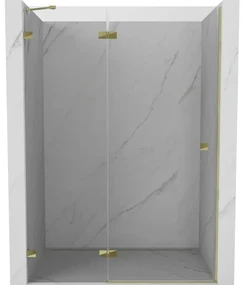 Mexen Lunar drzwi prysznicowe uchylne lewe 135 cm, transparent, złote - 834-135-000-50-00-L