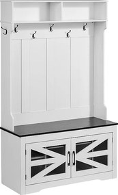 Wieszak na Ubrania z Drewna SucceBuy z Ławką i 7 Hakami na Wejście i Korytarz - Funkcjonalny Mebel do Szatni i Przestrzeni Wejściowych