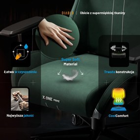 Fotel gamingowy materiałowy Diablo X-One Prime Normal Size, Forest Green