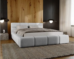 Emporius Oslo łóżko tapicerowane 140 x 200 - gruba pianka, nowoczesny styl, łóżko z pojemnikiem - łóżko tapicerowane szare (Solar 80)