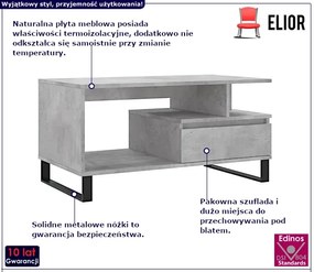 Elegancki stolik kawowy szarość betonu Nidan 4X