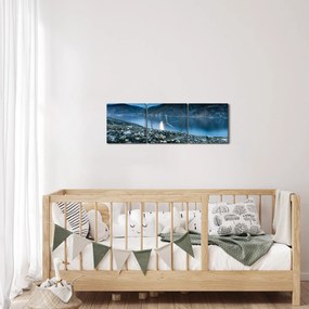 Obraz nocnego krajobrazu, Islandia (z zegarem) (90x30 cm)