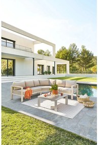 Narożny zestaw aluminiowy VANCOUVER dla 5 osób (kość słoniowa)