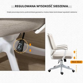 Vinsetto Fotel biurowy obrotowy z regulacją wysokości grubo wyściełany beżowo-biały poliester | Aosom PL
