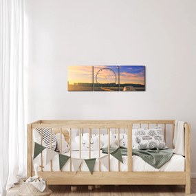 Obraz żółtego samochodu na polu (z zegarem) (90x30 cm)