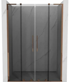 Mexen Velar L Duo drzwi prysznicowe rozsuwane 140 cm, grafit, różowe złoto - 871-140-003-42-60