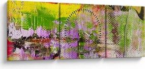 Obraz abstrakcji - malarstwo (z zegarem) (90x30 cm)