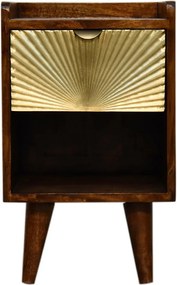 Mini stolik nocny Manila w kolorze złotym z 1 szufladą.