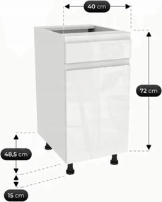 Zestaw Mebli Kuchennych MODERN 170 cm Biały Połysk Nowoczesny