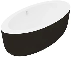 Wanna wolnostojąca owalna - 251 L - 185 x 90 x 58 cm - czarna - akrylowa - MARMATI