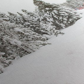 Obraz - Pociąg w zaśnieżonym krajobrazie (170x50 cm)