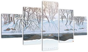Obraz - Lis w zimowym krajobrazie (125x70 cm)