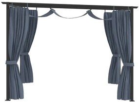 Antracytowe zadaszenie ogrodowe z zasłonami G4-W77