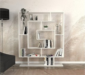 Regał w stylu skandynawskim – 124,8 x 149,4 x 22 cm – biały – płyta wiórowa pokryta melaminą