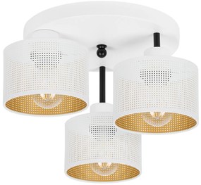 Lampa sufitowa biała trzypunktowa z białymi abażurami B-3030WE-WE E27