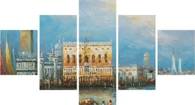 Obraz - Gondola przejeżdżająca przez Wenecję, obraz olejny (125x70 cm)